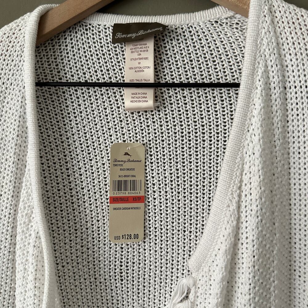 Tommy Bahama Sweater Cover Up Cardigan with Tassels XS - NWT - Picture 3 of 5